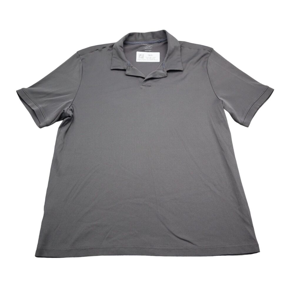Perry Ellis Shirt Mens XL Gray Short Sleeve Collared Knit Pullover Polo